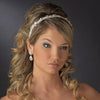 * Antique Silver White Ribbon Headpiece 8440