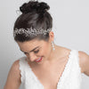 Silver Clear Swarovski Crystal Bead Vine Bridal Wedding Ivory Organza Ribbon Accent Headband 10001