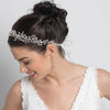 Light Gold Clear Swarovski Crystal Bead Vine Bridal Wedding Ivory Organza Ribbon Accent Headband 10001
