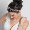 Light Gold Clear Swarovski Crystal Bead Vine Bridal Wedding Ivory Organza Ribbon Accent Headband 10001