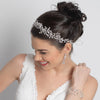 Silver Clear Swarovski Crystal Bead Vine Bridal Wedding Ivory Organza Ribbon Accent Headband 10001