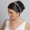 Silver Clear Swarovski Crystal Bead Vine Bridal Wedding Ivory Organza Ribbon Accent Headband 10001