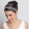 Silver Clear Swarovski Crystal Bead Vine Bridal Wedding Ivory Organza Ribbon Accent Headband 10001