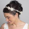 Silver Clear Rhinestone & Ivory Pearl Floral Bridal Wedding Headband Headpiece 10002