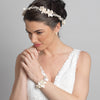 Fabric Flower Bridal Wedding Bracelet with Pearl & Rhinestone Accents 10001