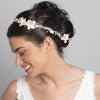 Silver Clear Rhinestone & Ivory Pearl Floral Bridal Wedding Headband Headpiece 10002