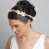 Silver Clear Rhinestone & Ivory Pearl Floral Bridal Wedding Headband Headpiece 10002