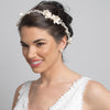 Silver Clear Rhinestone & Ivory Pearl Floral Bridal Wedding Headband Headpiece 10002
