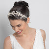 Silver Champagne Floral Vintage Vine Bridal Wedding Bun Wrap Headpiece 10003 with Satin Ribbon