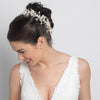 Silver Champagne Floral Vintage Vine Bridal Wedding Bun Wrap Headpiece 10003 with Satin Ribbon