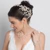 Silver Champagne Floral Vintage Vine Bridal Wedding Bun Wrap Headpiece 10003 with Satin Ribbon