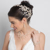Light Gold & Champagne Rhinestone Pearl Leaf Bridal Wedding Bracelet 10006