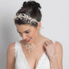 Light Gold Floral Vintage Vine Bridal Wedding Bun Wrap Headpiece 10003 with Satin Ribbon