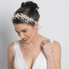 Silver Champagne Floral Vintage Vine Bridal Wedding Bun Wrap Headpiece 10003 with Satin Ribbon