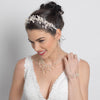Silver Champagne Floral Vintage Vine Bridal Wedding Bun Wrap Headpiece 10003 with Satin Ribbon