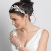 Light Gold Clear Rhinestone & Crystal Rum Pink Floral Leaf Vintage Vine Bridal Wedding Bun Wrap Headpiece 10004 with Organza & Leather Ribbon