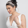 Light Gold Clear Rhinestone & Crystal Rum Pink Floral Leaf Vintage Vine Bridal Wedding Bun Wrap Headpiece 10004 with Organza & Leather Ribbon