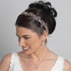 Rose Gold Clear Swarovski Crystal Bead Vine Bridal Wedding Ivory Organza Ribbon Accent Headband 10001