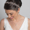 Rose Gold Clear Swarovski Crystal Bead Vine Bridal Wedding Ivory Organza Ribbon Accent Headband 10001