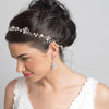 Light Gold Floral Vine Bridal Wedding Headband Organza Ribbon w/ Freshwater Pearls, Rhinestones & Opalescent Beads 1561