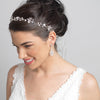 Silver Floral Vine Bridal Wedding Headband Organza Ribbon w/ Freshwater Pearls, Rhinestones & Opalescent Beads 1561
