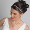 Rose Gold Clear Rhinestone Bridal Wedding Blush Ribbon Headband 2720
