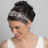 Sheer Ivory Ribbon Flower Heart Bridal Wedding Headband with Rhinestones 3458