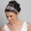 Sheer Ivory Ribbon Flower Heart Bridal Wedding Headband with Rhinestones 3458