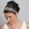 Sheer Ivory Ribbon Flower Heart Bridal Wedding Headband with Rhinestones 3458