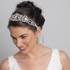 Sheer Ivory Ribbon Flower Heart Bridal Wedding Headband with Rhinestones 3458