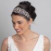 Sheer Ivory Ribbon Heart Bridal Wedding Headband with Rhinestones 3460
