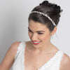 Freshwater Pearl, Rhinestone & Swarovski Crystal Bead Ivory Sheer Ribbon Bridal Wedding Headband 4360