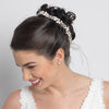 Freshwater Pearl, Rhinestone & Swarovski Crystal Bead Ivory Sheer Ribbon Flower Bridal Wedding Headband 4367