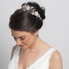 Gold Ivory Enamel Floral Accent Rhinestone Headband 5069