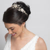 Gold Ivory Enamel Floral Accent Rhinestone Headband 5069