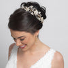 Gold Ivory Enamel Floral Accent Rhinestone Headband 5069