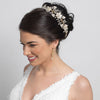 Gold Ivory Enamel Floral Accent Rhinestone Headband 5069