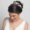Gold Ivory Enamel Floral Accent Rhinestone Headband 5069