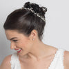Silver Rhinestone & Freshwater Pearl Vine Bridal Wedding Elastic Headband 6437