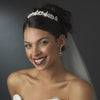 Gold Clear Swarovski Crystal, Rhinestone & Freshwater Pearl Bridal Wedding Tiara Headpiece 1090