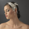 Elegant Ribbon Headpiece w/ Vintage Feather Side Accent HP-1532 White Only