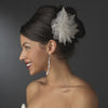 Silver Freshwater Pearl Flower Feather Fascinator Bridal Wedding Hair Comb 1535