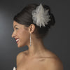 Silver Freshwater Pearl Flower Feather Fascinator Bridal Wedding Hair Comb 1535
