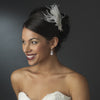 * Glamorous Silver Clear Crystal & White or Ivory Feather Fascinator 1537