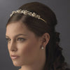 Elegant Gold Flower Leaf Garden Pearl Rhinestone Pearl Bridal Wedding Headband 16488