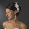 * Ivory & Rum Pink Rose & Feather Bridal Wedding Hair Clip 1665