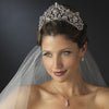 Antique Silver Rhodium Clear Rhinestone Bridal Wedding Royal Bridal Wedding Tiara 18689