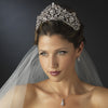 Antique Silver Rhodium Clear Rhinestone Bridal Wedding Royal Bridal Wedding Tiara 18689