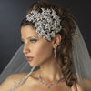 Vintage Couture Leaves Side Accented Crystal Bridal Wedding Faceframer Bridal Wedding Headband 19255