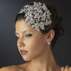 Vintage Couture Leaves Side Accented Crystal Bridal Wedding Faceframer Bridal Wedding Headband 19255